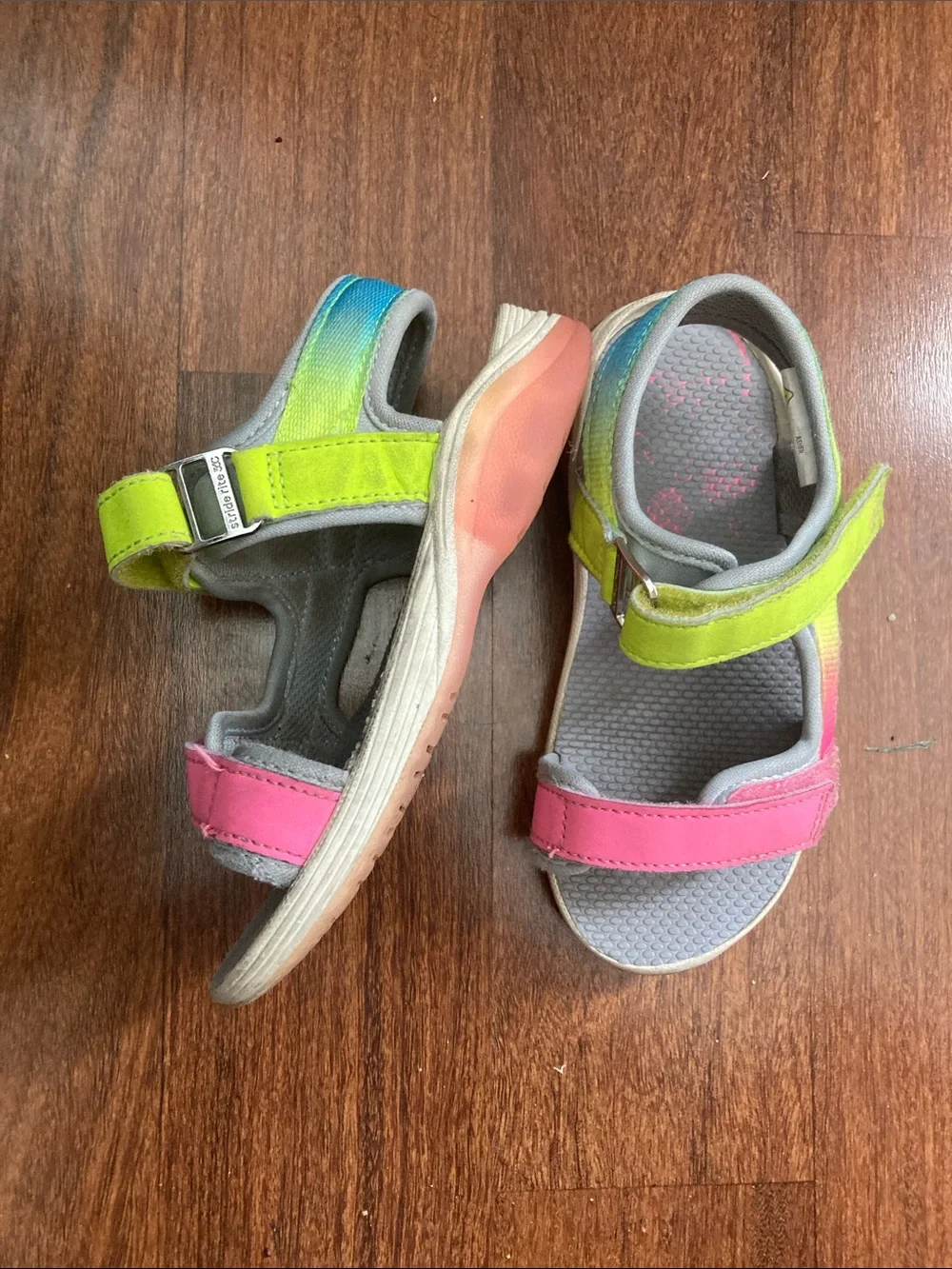 Stride Rite Girls Pink and Green Hook-and-Loop Sandals